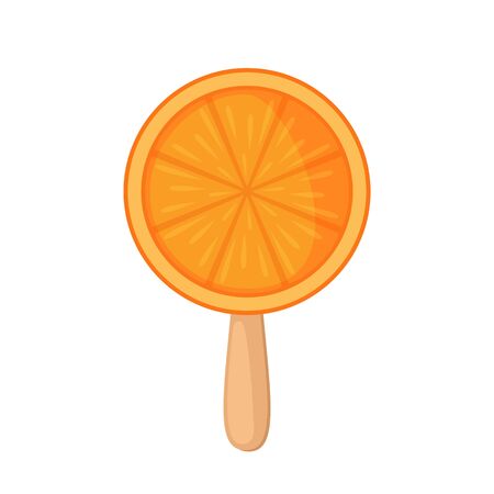 Orange ice cream icon in flat style isolated on white background. Cute summer ice cream. Vector illustration.のイラスト素材