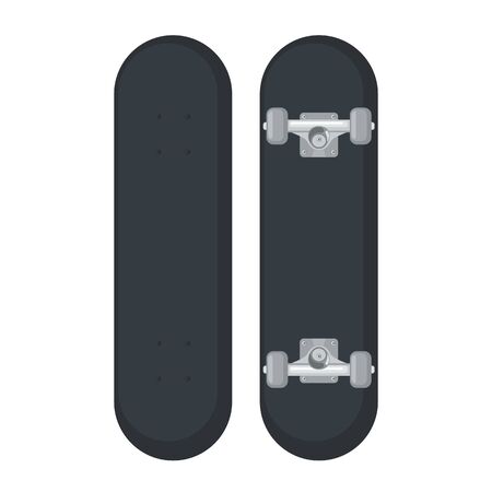 Skateboard icon in flat style isolated on white background. Top view. Vector illustration.のイラスト素材