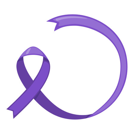 Purple ribbon icon in flat style isolated on white background.のイラスト素材