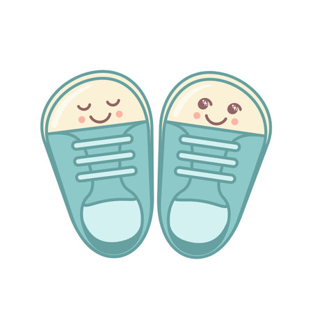 Cute baby gumshoes icon with kawaii face isolated on white background.のイラスト素材