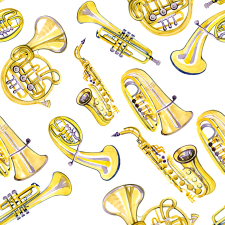 Watercolor copper brass band pattern on white backgroundの写真素材