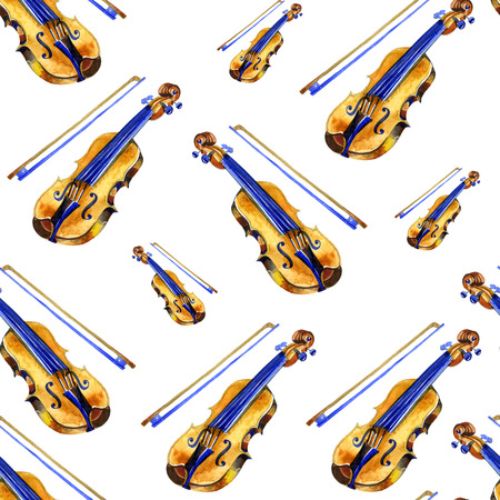 watercolor violin music pattern on white backgroundの写真素材
