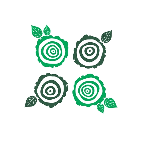 vector growth rings tree trunk symbols. slice of tree trunkのイラスト素材