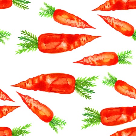 Watercolor hand drawn seamless pattern with carrot.