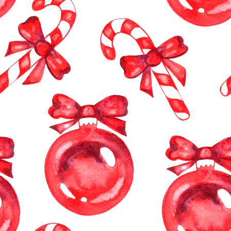 watercolor Christmas and new year decorations patternの写真素材