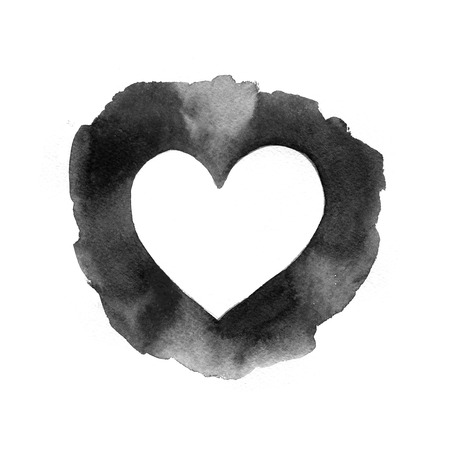 Creased old  paper with handmade heart background. Expressive style. Vintage  background. Retro  background. Old textured paper. Valentines day background. Black heart backgroundの写真素材