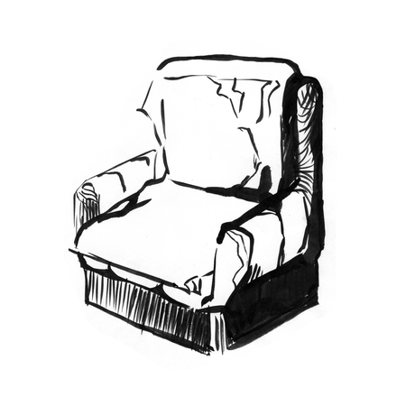 Vintage old chair. Furniture. Hand drawn ink sketch illustration.の写真素材