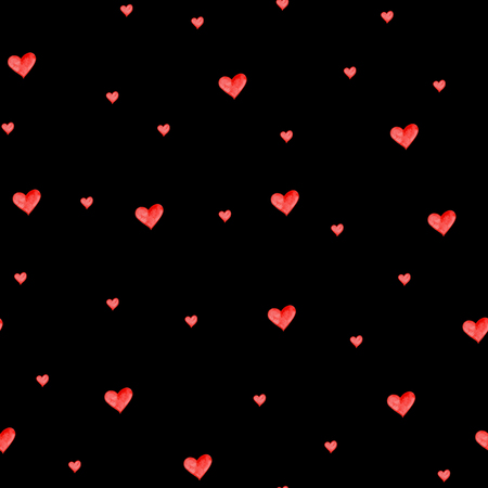 Watercolor hearts seamless background. Pink heart pattern. Colorful romantic texture.