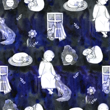 Good Night seamless pattern. Sweet dreams background.の写真素材