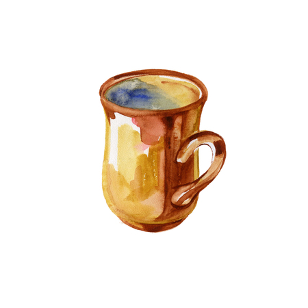 Cup isolated on white background. Watercolor painting illustrationの写真素材