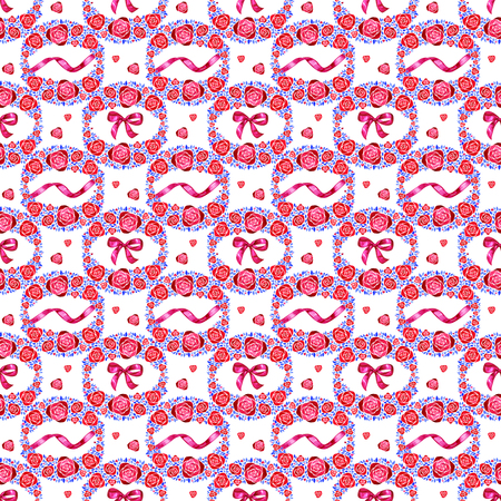 Watercolor bows, hand drawn pink ribbons isolatedの写真素材