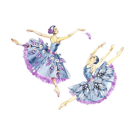 Ballet  Watercolor hand painted illustration isolated on light background. Ballet series.の写真素材
