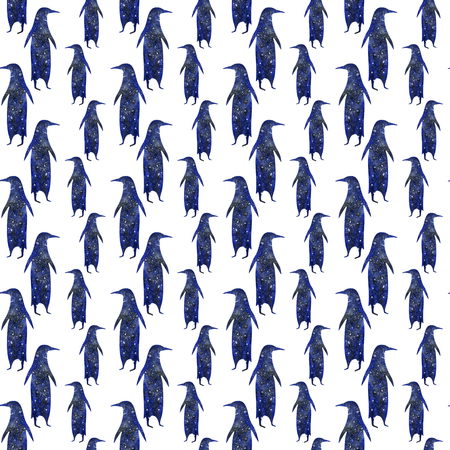 Illustration of the penguin in the space. Seamless pattern.の写真素材