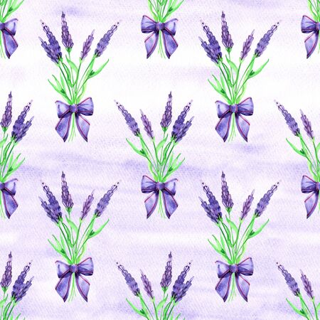 Gentle watercolor floral lavender seamless.の写真素材