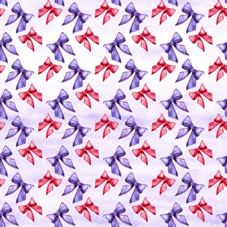 Watercolor bows. Seamless pattern for fabrics, paper, wallpaperの写真素材