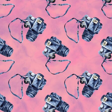 Watercolor painting - photo cameraの写真素材