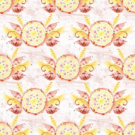 Pattern in boho style. Seamless texture hand drawn.の写真素材