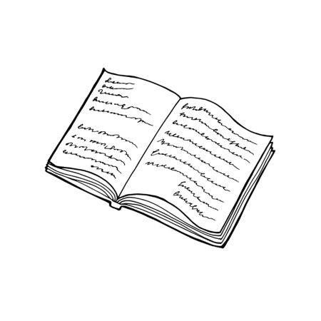 Open book with text icon. Can be used as logo for bookstore or shop, library, educational or learning concept etc.のイラスト素材
