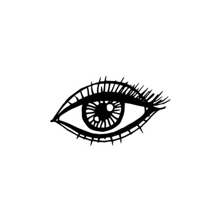 Vector eye icon. Hand drawn logo design template. Simple illustration for print, webのイラスト素材