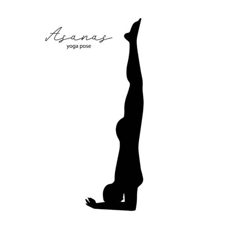Yoga Pose - asanas - Black Icon Isolated on White Background.のイラスト素材