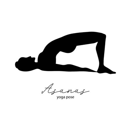 Yoga Pose - asanas - Black Icon Isolated on White Background.のイラスト素材