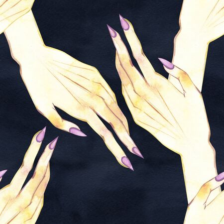 Seamless pattern with magic things. Witchs background. Halloween mistical design.の写真素材