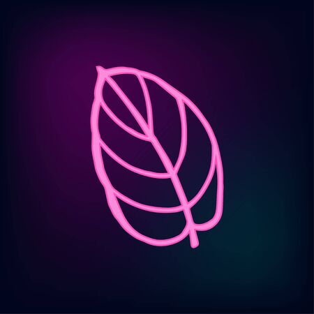 Tropical neon leaf. Vector isolated illustration on dark background.のイラスト素材
