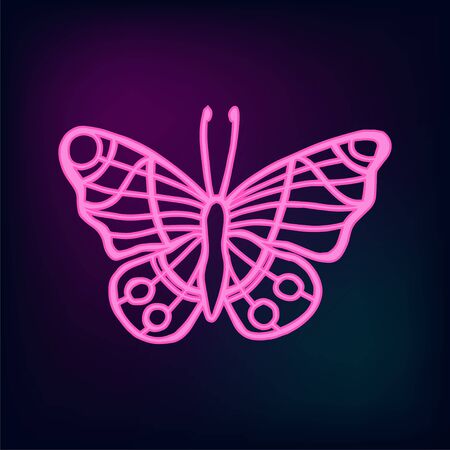 Neon tropic butterflies set vector. Illustration of hand drawn butteflies.のイラスト素材