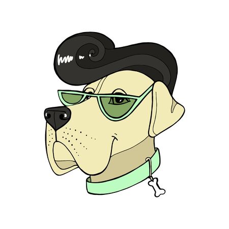 Mastiff. Big breed dogs. Hipster rockabilly Vector illustration. Vector  pure-bred retro style.のイラスト素材