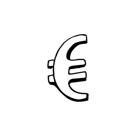 Euro symbol vector sketch icon isolated on background. Hand drawn Euro symbol icon. Euro symbol sketch icon for infographic, website or app.のイラスト素材