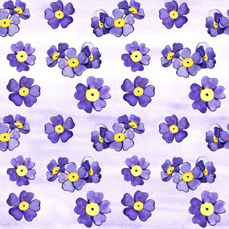 Seamless  with watercolor forget-me-not.の写真素材
