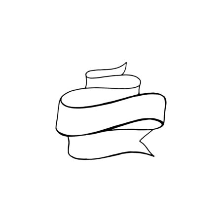 Hand drawn ribbon. Vector illustration isolated on white backgroundの写真素材