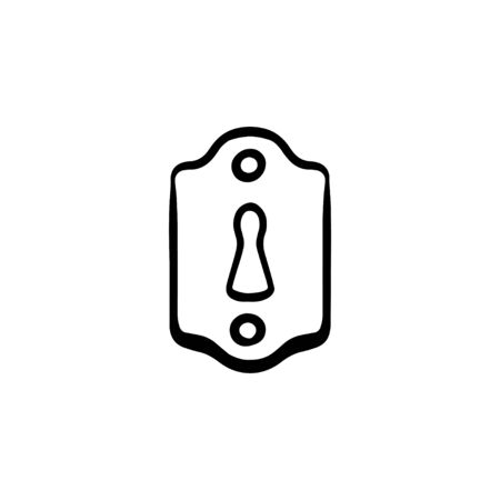 Hand drawn keyhole icon illustration doodle style isolated on white backgroundのイラスト素材
