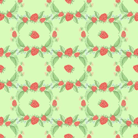Seamless pattern. raspberries. the fruit mix. the summer mood background.の写真素材