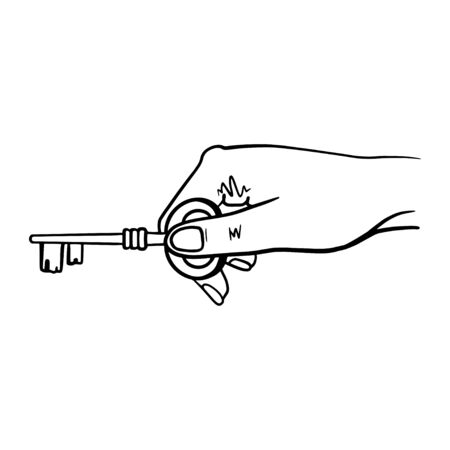 Human Hand Holding Keys on whiteのイラスト素材