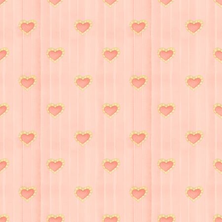 Seamless watercolor heart pattern on paper texture. Valentines day background