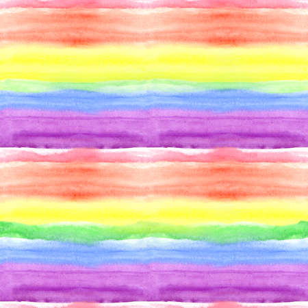Striped hand drawn watercolor background. Bright colors. Watercolor composition for scrapbook elements or print.の写真素材