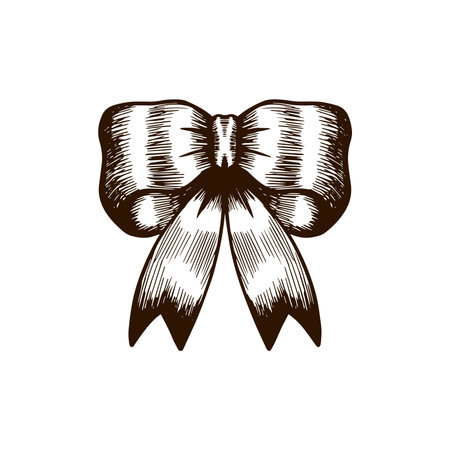 Line art bow clipart. Vintage ribbon bow Tie on the white isolated background.のイラスト素材