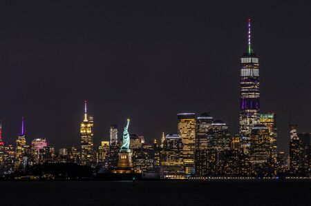 New York City has the most amazing night sky lines. To see the light of NYC at night is an awesome experienceの写真素材
