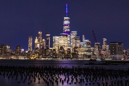 New York City has the most amazing night sky lines. To see the light of NYC at night is an awesome experienceの写真素材