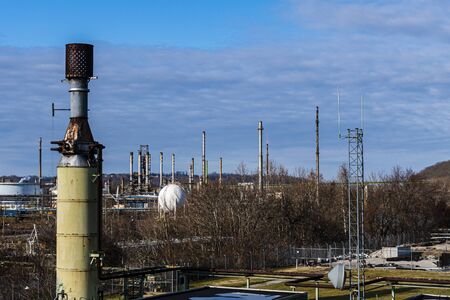 This is an Oil refinery in Kentucky. It is located near the Ohio river. So much industry.の写真素材
