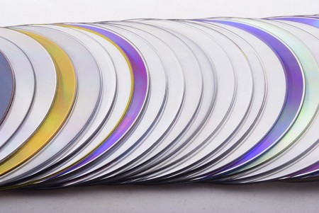 Close up of dvd disks stackの写真素材