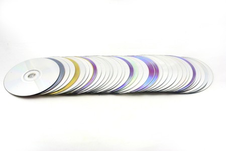 row of dvd disks isolated の写真素材