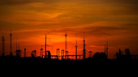 dramatic industrial sunset 2の写真素材