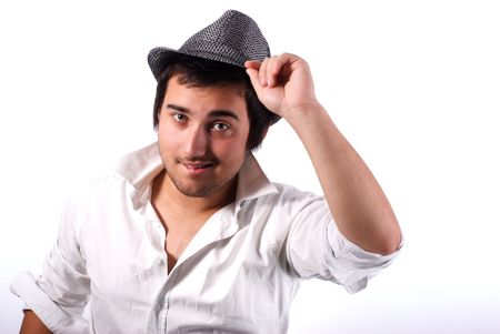 Young cheerfull man isolatedの写真素材