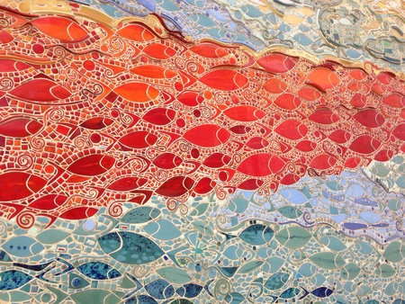 Fish mural made of tile. の素材