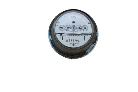 old electric meter isolated on white background