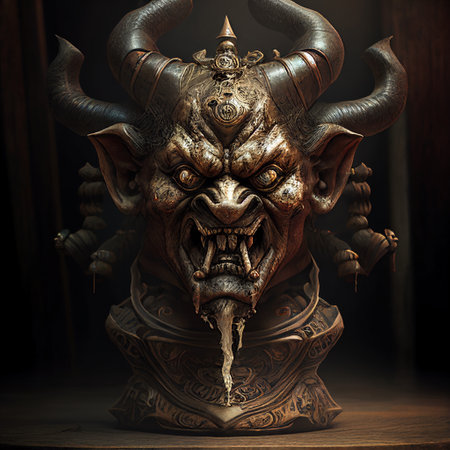 Skull Bone Hair Witchcraft Demon Totem DND RPG Concept Caravaggio Style Painting Generative AI Tools Technology illustrationの素材