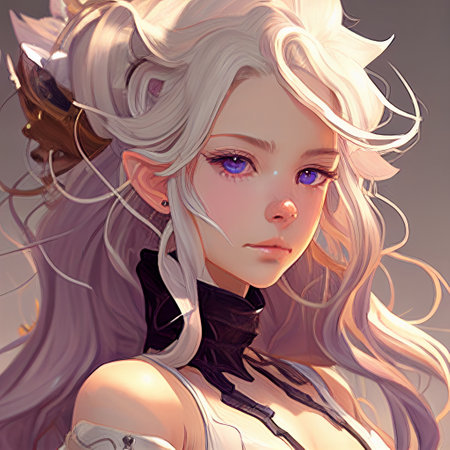 Anime Avatar Young Woman Online Metaverse Identity Influencers Profile Virtual Gaming Generative AI Tools Technology illustrationの素材