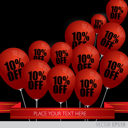 Red balloons With Sale Discounts 10 percent.のイラスト素材